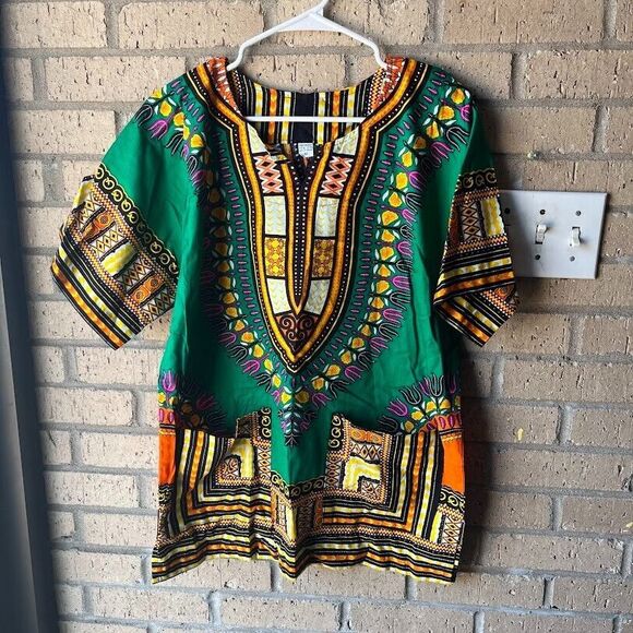 Dashiki Shirt Hippie Mexican Afro Gringo Poncho Tribal Unisex Festival T-Shirts - Picture 2 of 9